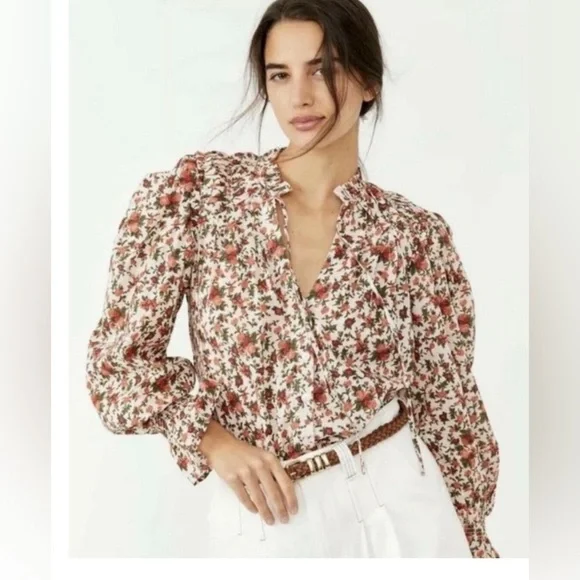 NWOT Free People|| Meant To Be Floral Blouse Top Size Small, Valentines - Picture 3 of 13